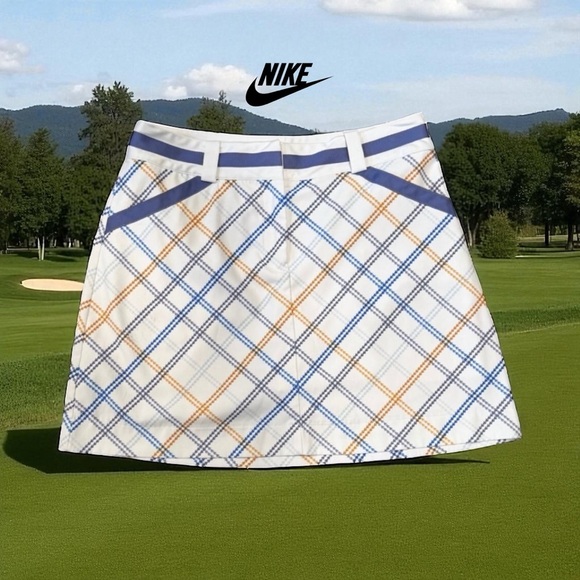 Nike Pants - Nike, Golf Fit Dry Skort PlaidBlue Yellow White Women's, Size Medium 🏌🏼♀️